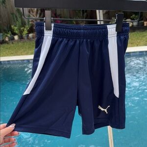 Puma Navy and White Kids' Sports Shorts size small